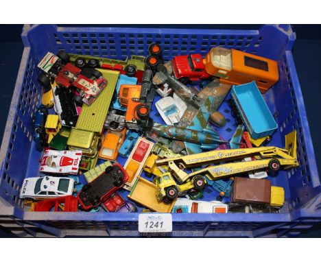 A quantity of toy vehicles including Matchbox Daf truck, Corgi Surtees, Matchbox Peterbilt truck, Dinky toys Hawker Siddeley,