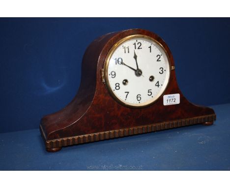 A wooden cased Napoleon shaped chiming Mantle Clock.