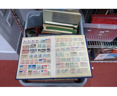 A Box Containing Sixteen Stamp Albums, UK, Commonwealth, World.