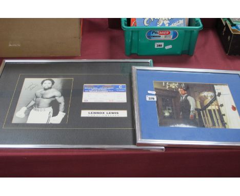 Bruce Willis Autograph, on an image of him in 'Sixth Sense' Universal A.A. certificate verso. Lennox Lewis montage featuring 