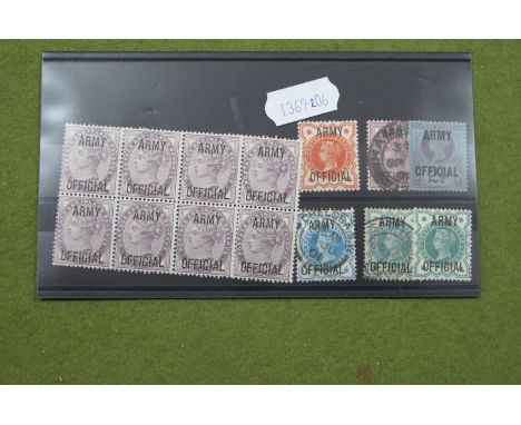 GB Queen Victoria "Army Official" SG 041, SG 042, SG 043 (9), including block of eight mint and SG 044mint.