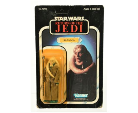 Kenner Star Wars vintage Return of the Jedi Bib Fortuna 3 3/4" figure, Near Mint, within Good Plus (yellow) bubble, upon Fair