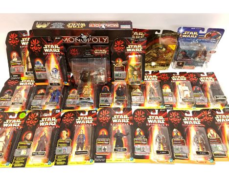 Quantity of Star Wars Collectibles Includes Collector's Edition Monopoly, Force Flipping Darth Tyranus, CommTech Reader &amp;