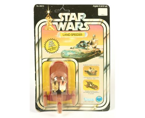 Kenner Star Wars vintage Die-cast Landspeeder, Near Mint, within Excellent (slightly lifting) bubble, upon Good (creasing and