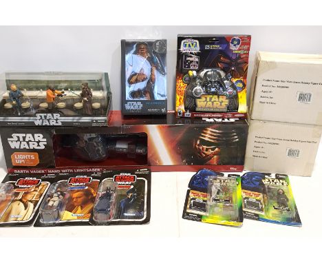 Quantity of Modern Star Wars Collectibles Includes The Black Series Chewbacca #04, Darth Vader Hand with Lightsaber 3D Deco L