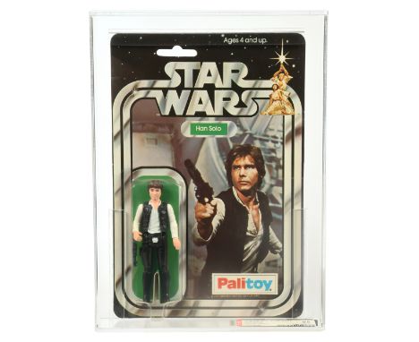 Palitoy Star Wars vintage Han Solo Large Head 3 3/4" figure, AFA Graded 85 NM+ Card 85, Bubble 85 Figure 85, upon punched 12A
