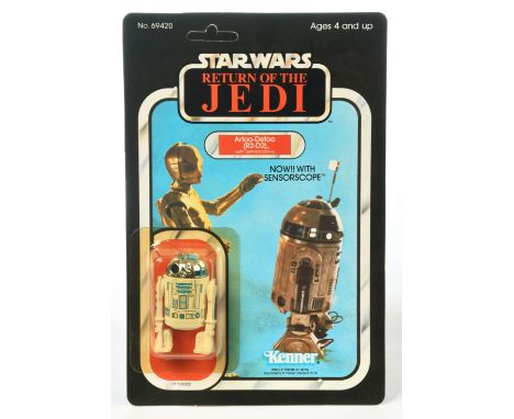 Kenner Star Wars vintage Return of the Jedi R2-D2 sensorscope 3 3/4" figure, Mint, within Excellent (yellowed) bubble, upon N
