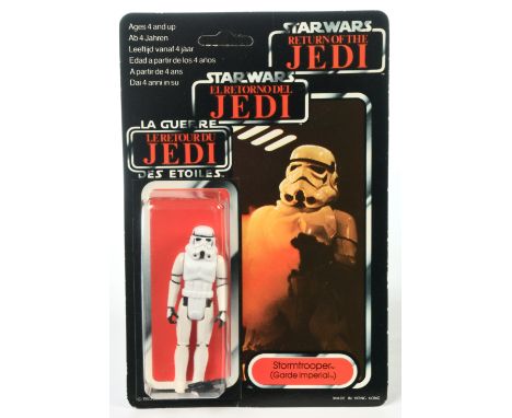 Palitoy Star Wars vintage Return of the Jedi Tri-Logo Stormtrooper 3 3/4" figure, Mint, within Excellent (lightly dented) bub