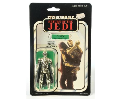 Palitoy Star Wars vintage Return of the Jedi C-3PO removable limbs 3 3/4" figure, Mint, within Excellent (yellowed) bubble, u