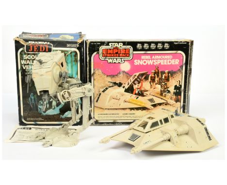 Kenner Star Wars vintage Vehicles x 2 including Return of the Jedi Scout Walker, Good complete, within Fair to Good opened bo