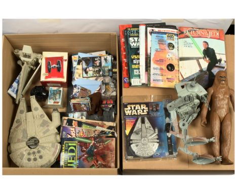 Quantity of Star Wars vintage and modern Collectables including 12" Chewbacca (incomplete), Annuals, Model Kits, Ornaments, T