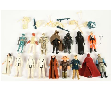 Kenner Star Wars vintage 3 3/4" figures x 16 including Hoth Stormtrooper x 3, TIE Fighter Pilot, Obi-Wan Kenobi, Princess Lei