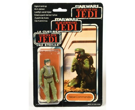 Palitoy Star Wars vintage Return of the Jedi Tri-Logo Rebel Commando 3 3/4" figure, Mint, within Excellent (lightly dented) b