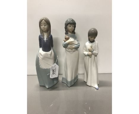 3 NAO FIGURES INCLUDING GIRL WITH HANDS BEHIND BACK