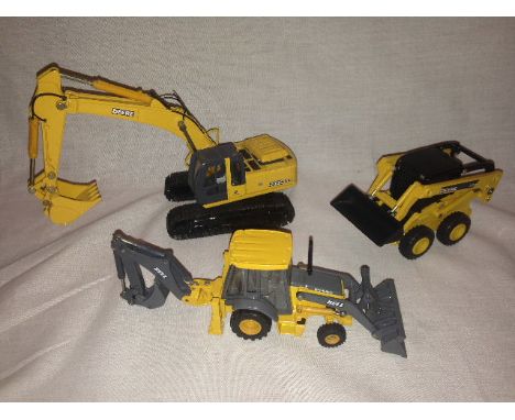 ERTL - JOHN DEERE 320 SKID STEER LOADER, JOHN DEERE 200C LC EXCAVATOR AND BELL 315-SJ TURBO DIGGER - VARIOUS SCALES