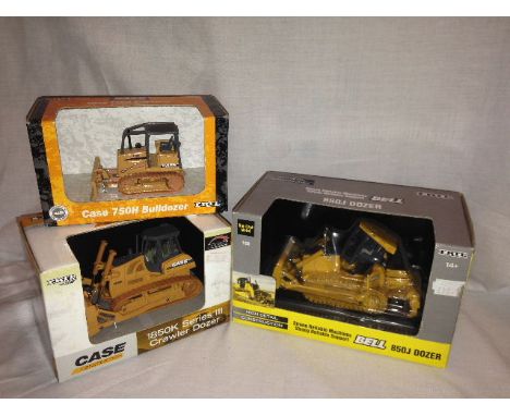 ERTL - 3 x CASE 1820K SERIES III CRAWLER DOZER (14644), CASE 750H BULLDOZER (14215) AND BELL 850J DOZER (16188) - ALL SCALE 1