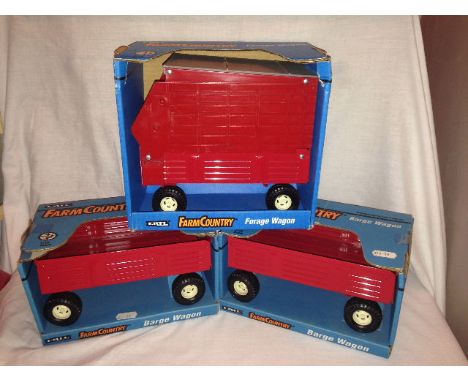 ERTL - FORAGE WAGON (442), 2 x BARGE WAGON (479) - ALL SCALE 1:16