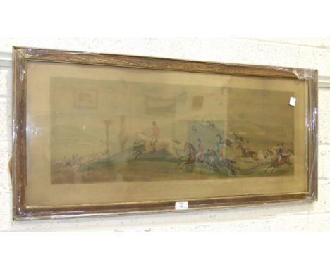 Hunt after Davis, coloured hunting print, The Few, Not Funkers and a companion, Road Riders or Funkers, 36.5 x 85.5cm, faded,