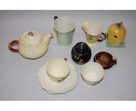 Carlton Ware foxglove design teapot, two cups and saucers together with six various Carlton Ware items 