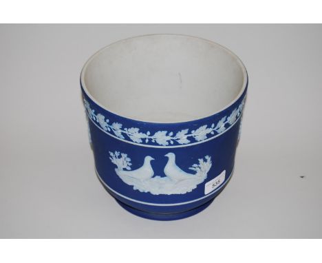 Wedgwood blue Jasperware jardiniere, 7ins highNo chips or cracks, but there are some slight scratches and rubbing marks to th