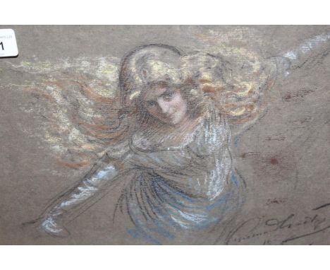 Gigismund Goetze signed pre-Raphaelite style pastel drawing, portrait of a lady, ebonised and gilt framed, 9ins x 12.5insAge 