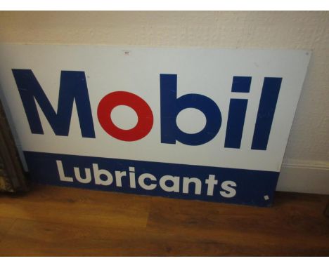Mid 20th Century Mobil Lubricants enamel advertising sign, 27.5ins x 47ins 