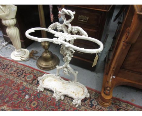 Painted cast iron stick stand of grape vine design, 25ins high 