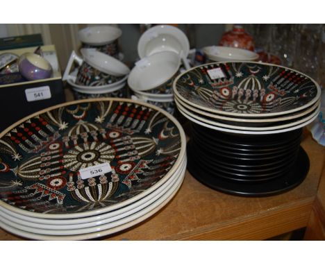 Portmerion pottery Magic City pattern set of eight teacups and saucers and other matching items 