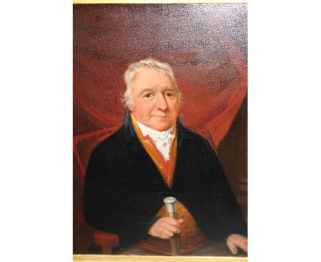 Early 19th Century oil on board, half length portrait of a seated gentleman, inscribed verso ' Webb 1817, Assistant to Sir Th