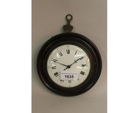 George III ebonised fruit wood and brass mounted sedan clock with enamel dial, Arabic and Roman numerals and a later replacem