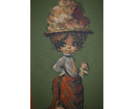 Barry Leighton Jones, acrylic on board, full length portrait of a girl chestnut seller, signed, 33ins x 14.5ins, framed 