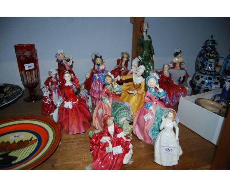 Collection of eighteen various Royal Doulton figuresHN1922  Spring MorningHN1922     "            "      (crack to arm)HN3875