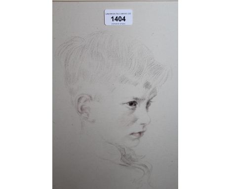 Mid 20th Century pastel and pencil portrait study of a boy inscribed ' Christmas 1944 ', signed with monogram, 13.5ins x 9.5i