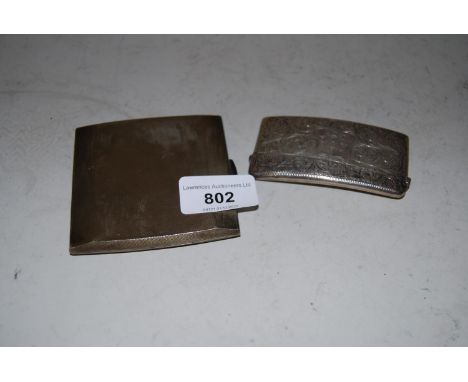 Silver engine turned cigarette case and a floral engraved silver card case, together with four various silver napkin rings 