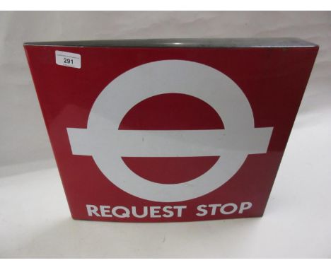 Enamel bus stop sign ' Request Stop ', marked Burnham, London, 18ins wide 