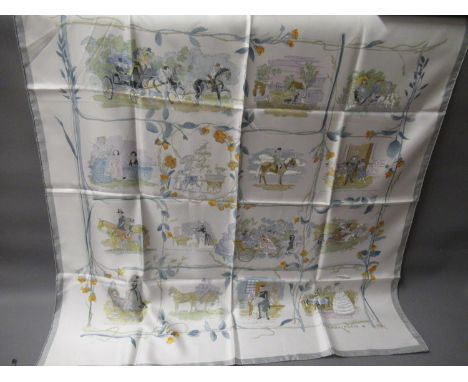 Hermes ' La Comtesse de Segur ' ladies silk scarf, 90cms square, in original boxBox is slightly scruffy and worn 