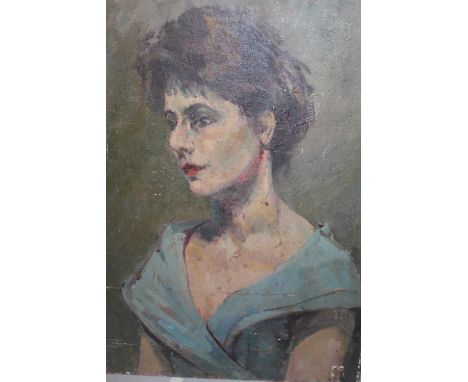 A.R. Innott Barnes, oil on card, portrait of a lady, entitled verso ' La Fille Pathetique ', labelled verso, 20ins x 15.5ins,