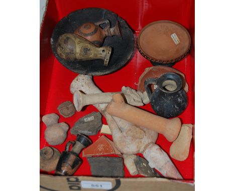 Three ancient Cypriot terracotta figures (at fault) and a collection of other terracotta and pottery antiquities including va