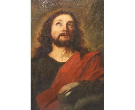 E. Quennoy, oil on canvas, portrait of christ, signed, 39.5ins x 34ins, unframed 