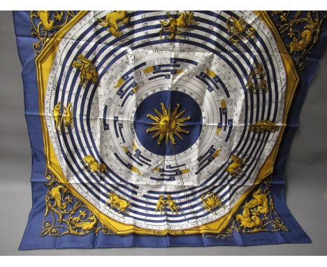 Hermes ' Dies et Hore ' Astrologie ladies silk scarf, 90cms square, in original box 