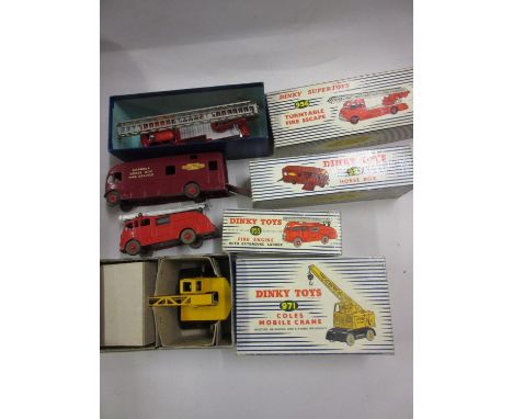 Dinky Supertoys 956 turntable fire escape engine in original box, Dinky Toys 971 Coles mobile crane in original box, Dinky To