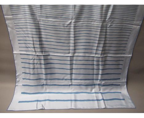 Hermes ladies blue striped silk scarf, 90cms square, in original box 