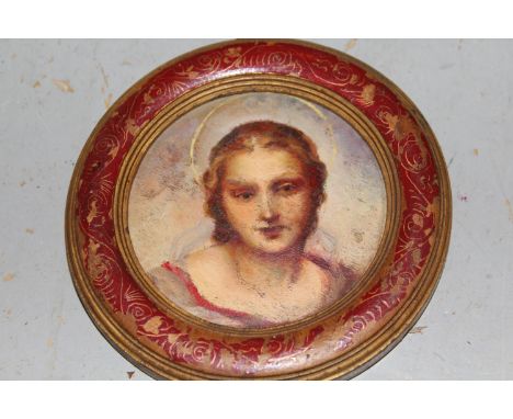 Italian School, circular framed miniature oil painting, portrait of the Madonna 