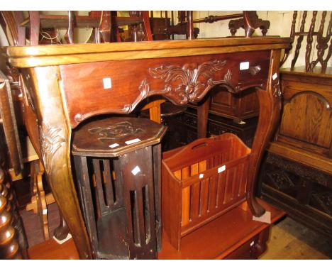 20th Century Eastern hardwood card table the shaped fold over top above an expanding base fitted with small drawers raised on