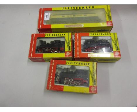 Fleischmann, group of four HO gauge boxed railway locomotives, numbered 4020, 4016, 4028 and 4235 