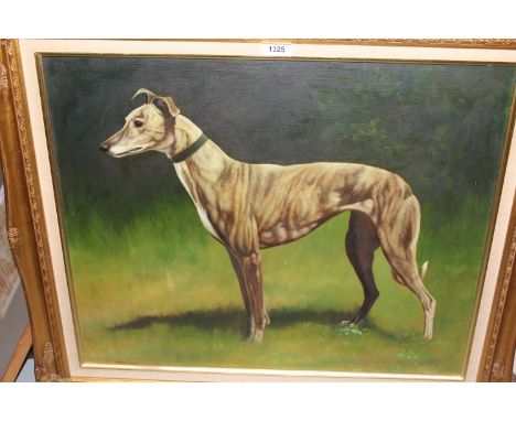 Edwin Booth signed oil on canvas, portrait of a greyhound, ' Noisy Cathy ' 