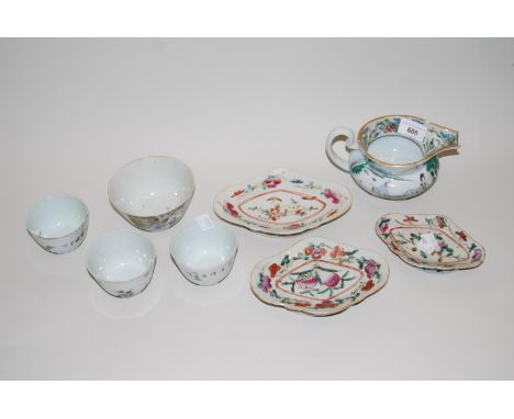 Group of various Chinese porcelain bowls, saucers and a jug with floral and figure painted decorationVarious rim chips and ha