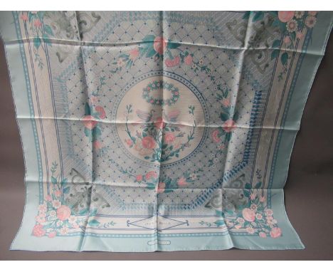 Hermes ' Jeux de Paille ' ladies pale blue silk scarf, 90cms square (unboxed) 