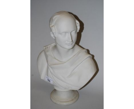 19th Century Parian bust of Prince Albert after a model by E.J. Jones, produced by W.H. Kerr and Co. Worcester, 12.5ins high 