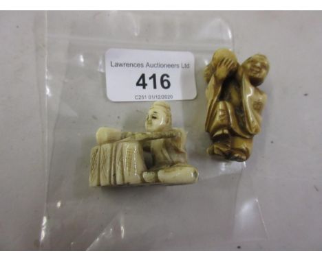 Two Japanese Meiji Period carved ivory figural netsuke 